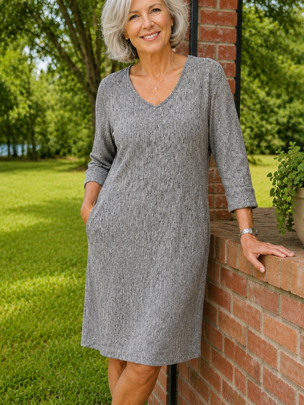 Pure Jill V-Neck Shift Dress in S
